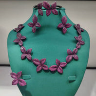 Ensemble Bijoux “ Fleur de nuit“ en Zircon