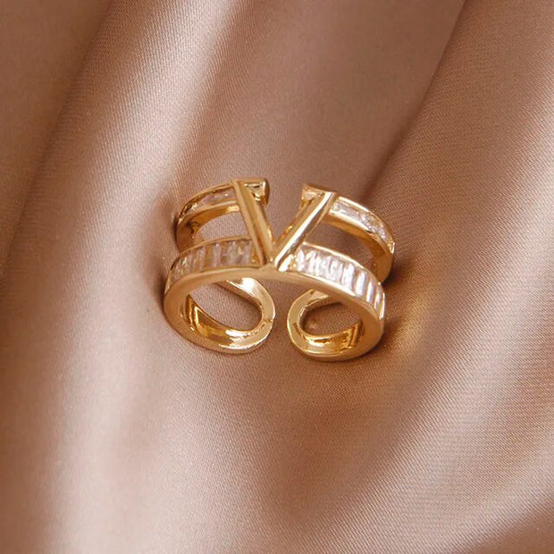 “Mustella” Gold Plate Zircon Ring